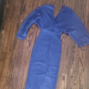 SHEIN Royal Blue Long Sleeve Midi Dress